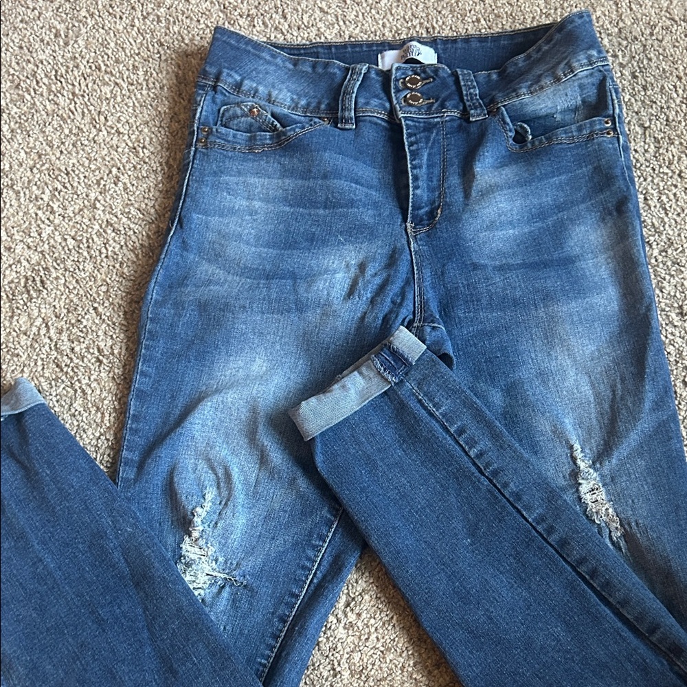 YMI Women's Distressed Skinny Jeans - Blue